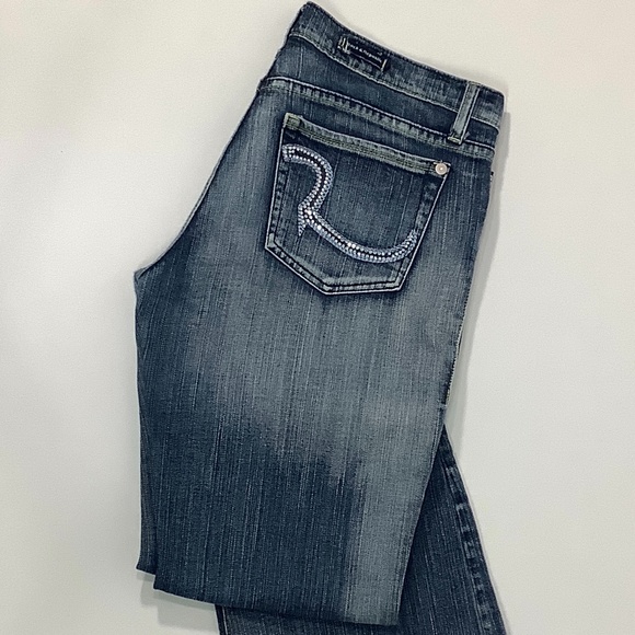 Women's Rock & Republic roth rthawpy w/Rhinestones in Medium Blue Size 30/31 USA - Picture 1 of 3
